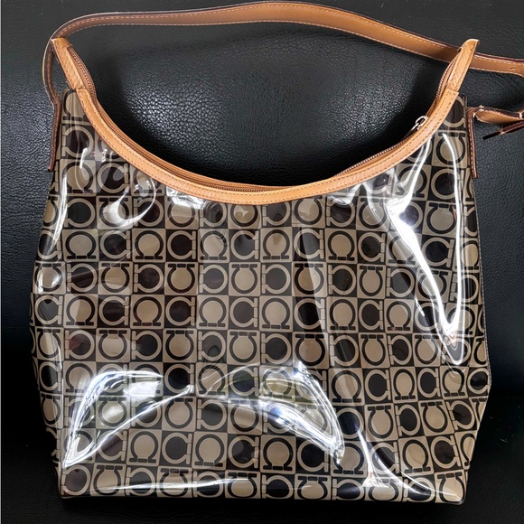 SALVATORE FERRAGAMO Translucent Gancini Logo Shoulder Bag - Picture 4 of 13